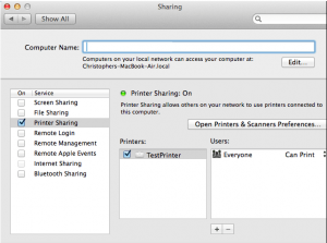 mac printer sharing